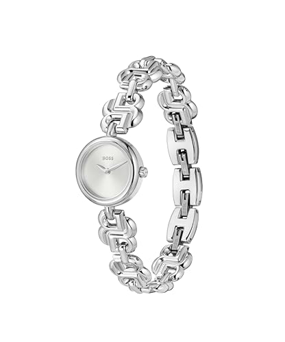 BOSS Reloj con Movimiento de Cuarzo de Tres Manecillas para Mujer Colección Double B Dressy con Correa de Acero Inoxidable Plateada - 1502793
