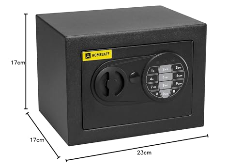 HomeSafe HV17E Caja Fuerte con Código Digital - 17x23 x17cm (HxAxP) - Para Seguridad en el Hogar, Almacenaje, Ahorros o Dinero en Efectivo