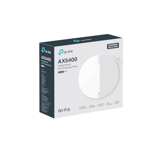 TP-Link Festa F67 | Punto de Acceso WiFi 6 Dual-Banda AX5400, Montaje en Techo, 1× Puerto PoE de 2.5 Gigabits, Gestión centralizada en la Nube Gratuita, Configuración y Uso fáciles