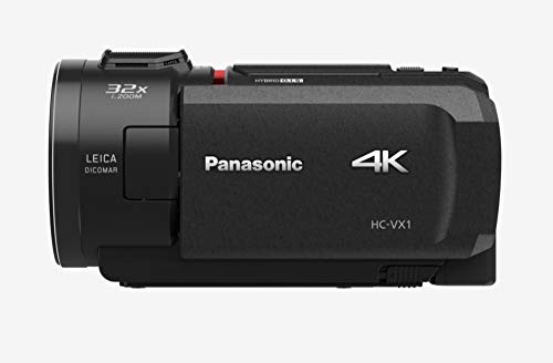 Panasonic HC-VX1 - Videocámara Semi-Profesional de 24x, O.I.S de 5 Ejes, Objetivo Leica F1.8 - F4, Zoom 25 mm - 600 mm, 4K, HD, Color Negro