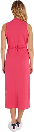 Tommy Hilfiger Mujer Vestido tipo Polo Slim Fit, Rosa (Bright Cerise Pink), L