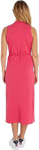 Tommy Hilfiger Mujer Vestido tipo Polo Slim Fit, Rosa (Bright Cerise Pink), L