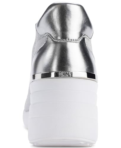 DKNY Kasia-Lace Up Wedge, Zapatillas Mujer, Gris Plateado, 40.5 EU