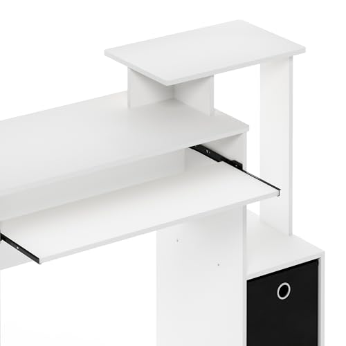 Furinno Econ Multipurpose Home Office Escritorio, Tabla de Madera aglomerada, Blanco/Negro, 40.01 x 40.01 x 86.61 cm