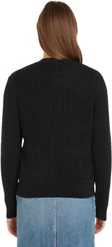 Tommy Hilfiger Cárdigan Mujer Trenzado, Negro (Black), XL