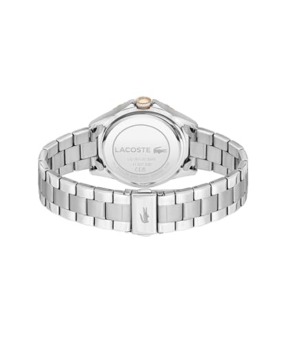 Lacoste Reloj Analógico de Cuarzo para Mujer Colección Santorini con Correa de Acero Inoxidable Plateada - 2001370