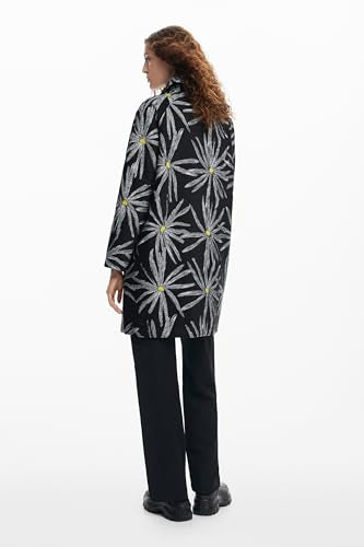 Desigual Abrigo para Mujer Woman Woven Overcoat, Negro, XL