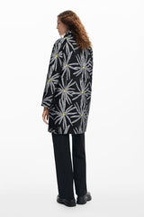 Desigual Abrigo para Mujer Woman Woven Overcoat, Negro, XL