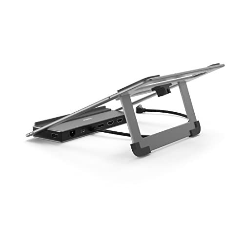 Hama | Docking Station USB-C 12 en 1 (12 Puertos, Max. Resolución: 4k, USB-A, USB-C, Ethernet, Audio 3.5mm) Gris