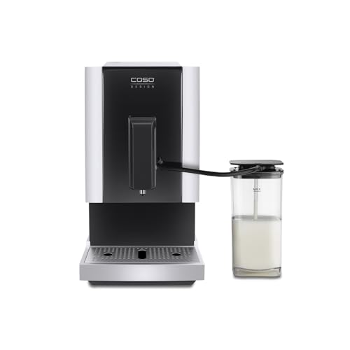 Caso Café Crema Touch - Cafetera automática, incluye manguera y depósito de leche, mecanismo de cono regulable sin niveles, listo para arrancar, todas las especialidades de café al tacto, color negro