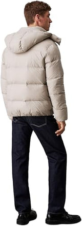 Calvin Klein Cazadora acolchada Hombre Essentials Down Jacket con capucha, Gris (Flint Gray), XL