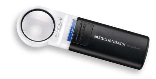 Eschenbach HandyuxLED - Lupa de Mano con iluminación LED (10 aumentos, diámetro de la Lente: 35 mm)