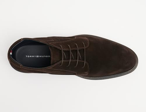 Tommy Hilfiger Botas de Caña Baja Hombre Suede con Cordones, Marrón (Dark Coffee), 41 EU