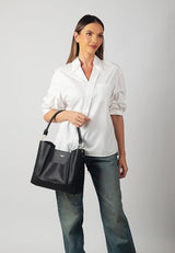 Carlheim, Gotland Genuine Leather collection, Velvet Genuine Leather Handbag (Black)