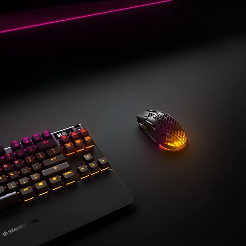 SteelSeries Aerox 5 Wireless - Ratón gaming perforado RGB - Diseño ultraligero resistente al agua - 9 botones - Bluetooth/2,4 GHz - Sensor óptico TrueMove Air 18K DPI