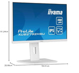 iiyama XUB2792HSU-W6 27" Blanco Panel IPS, 1920x1080100Hz, 250cd/m², 15cm Regulable en Altura, Pivotante, Altavoces, HDMI, DisplayPort, 0,4ms (MPRT), FreeSync, USB 4x3.2