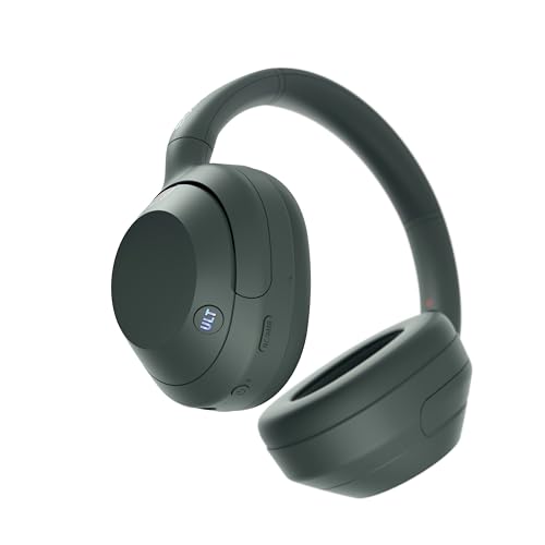 Sony ULT Wear, Auriculares inalámbricos Bluetooth con ULT Power Sound, Ultimate Deep Bass, Noise Cancelling, Calidad de Llamada nítida, hasta 30H de autonomía de la batería, iOS y Android, Gris Bosque