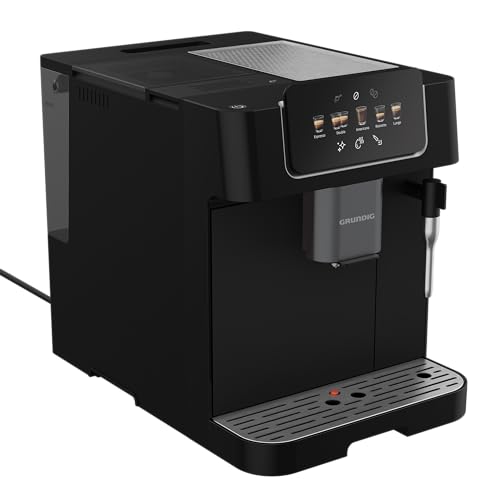 Grundig KVA 6230 - Cafetera automática con boquilla para espumar leche, mecanismo de acero inoxidable con 13 grados de molienda, depósito de granos de 250 g, depósito de agua extraíble de 2 litros,