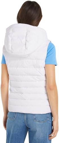 Tommy Jeans Chaleco Mujer Basic Hooded Vest con Capucha, Blanco (White), L