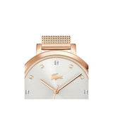 Lacoste Reloj con Movimiento de Cuarzo de Tres Manecillas para Mujer Colección Riga con Correa de Malla de Acero Inoxidable de Oro Rosa - 2001400