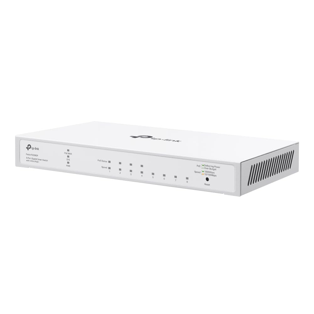TP-Link Festa FS308GP - Switch PoE+ Gigabit de 8 Puertos, 4 Puertos PoE, 62W, Gestión en la Nube, Seguridad Avanzada, Fácil Implementación en Redes Empresariales