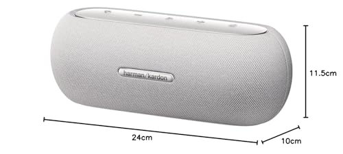 Harman Kardon Luna, Altavoz portátil, Resistente al Agua y al Polvo, con diseño Elegante, tecnología Bluetooth, Puerto USB y duración de batería de hasta 12 hrs, Gris