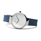 BERING 15531-700 Reloj de cuarzo para mujer con caja de acero inoxidable plateado de 31 mm y esfera blanca, correa de silicona, cristal de zafiro y resistencia al agua de 5 ATM