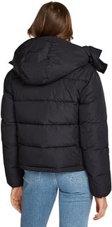 Calvin Klein Cazadora acolchada Mujer Matte Short Puffer con capucha, Negro (Ck Black), 3XL