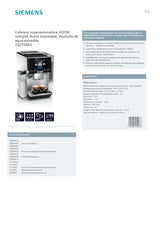 Siemens - Cafetera superautomática EQ700, pantalla Touch&Slide, coffeeWorld, Home Connect, acero inoxidable y blanco, TQ715R03