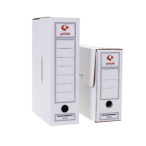 Grafoplás 70905700. Pack de 50 Cajas de Archivo Definitivo de Cartón, Tamaño Folio, 2 Frentes para Archivo Vertical y Apaisado, Certificados FSC, 36x25,3x10cm