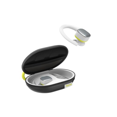 Hama | Auriculares Inalámbricos Bluetooth Deportivos (Auriculares Deportivos con hasta 7h de Música, IPX5, Micrófono Integrado) Blanco y Amarillo