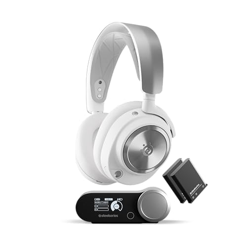 SteelSeries Arctis Nova Pro Wireless Blanco - Cascos Gaming Inalámbricos Multisistema - Controladores magnéticos de neodimio - Cancelación de ruido - Infinity Power System - PC, PS5, Switch 2, Móvil