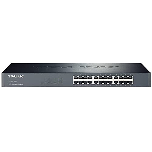 Switch 24 Puertos 10/100/1000 Mbps RJ45, Carcasa metálica 1U para Rack 19", Ideal para Redes empresariales y optimización de conexión.