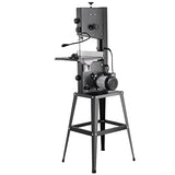 VEVOR 370 W Sierra de Cinta con Soporte de Mesa de Dos Velocidades de 506 RPM/920 RPM con Guía y Calibre de Inglete, Ancho de Garganta 245 mm, Altura de Corte de 160 mm para Carpintería, Aluminio