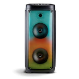 Altavoz Bluetooth con micrófono - Caja de música con iluminación Ambiental - Caja de Fiesta y micrófono de Karaoke - Soundboks con Bluetooth, entradas AUX y USB - Fácil de Transportar con asa - Negro