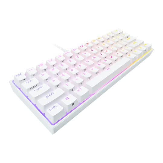 Corsair K65 RGB MINI 60% Teclado Mecánico con Cable para Juegos - Interruptores CHERRY MX ROJO - Teclados PBT Double-Shot - Compatible con iCUE - QWERTY ES - PC, Mac, Xbox - Blanco