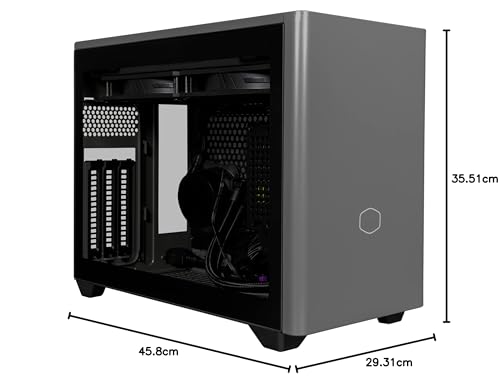 Cooler Master NR200P MAX SFF Small Form Factor Mini-ITX Case, Custom 280mm AIO, 850W SFX Gold PSU, Triple Ranura Vertical Mount GPU, PCIe Gen4 Riser, Tempered Glass or Vented Panel (NR200P-MCNN85-SL0)