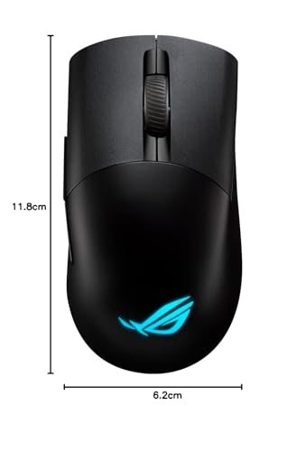 ASUS ROG Keris Wireless AimPoint - Ratón Gaming (conectividad Triple 2.4GHz RF, Bluetooth, USB), 36000 dpi, 5 Botones programables, ROG SpeedNova, interruptores Intercambiables, Paracord, Negro