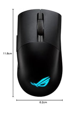 ASUS ROG Keris Wireless AimPoint - Ratón Gaming (conectividad Triple 2.4GHz RF, Bluetooth, USB), 36000 dpi, 5 Botones programables, ROG SpeedNova, interruptores Intercambiables, Paracord, Negro