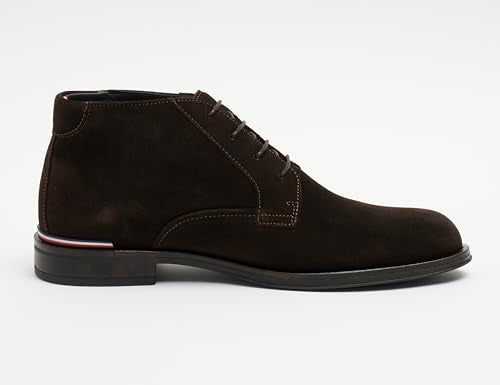 Tommy Hilfiger Botas de Caña Baja Hombre Suede con Cordones, Marrón (Dark Coffee), 41 EU