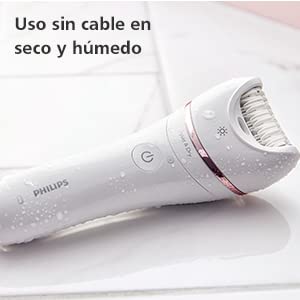Philips Depiladora Mujer Serie 9000, 12 en 1, Para Cuerpo, Cara, Pies y Bikini, Uso en Seco o Humedo, Piel Suave desde Casa, Cabezal Ceramico, Incluye Lapiz Perfilador, BRE740/90, Blanco