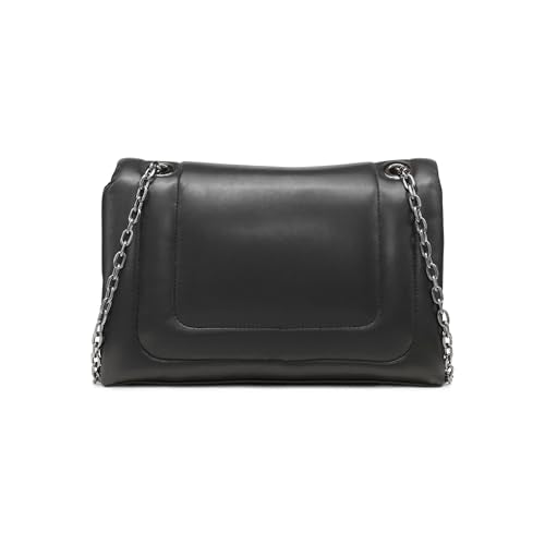 DKNY Kaya Flap Shoulder Bag, Bolso de Hombro Mujeres, Negro y Gris