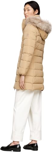 Tommy Hilfiger Abrigo de Plumas Mujer Heritage Down Tyra Coat With Fur con Bolsillos, Verde (Classic Khaki), L
