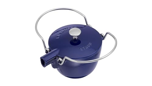 STAUB Hervidor de té Redondo 16,5 cm Tetera, Hierro Fundido, Azul, 16.5 cm