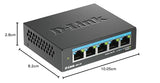 D-Link DMS-105, Switch Multigigabit, sin gestión, sobremesa, 5 Puertos 2.5 Gigabit (2.500 Mbps), Ideal para Enlace a NAS o servidores, metálico, Plug and Play, IGMP Snooping