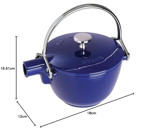 STAUB Hervidor de té Redondo 16,5 cm Tetera, Hierro Fundido, Azul, 16.5 cm