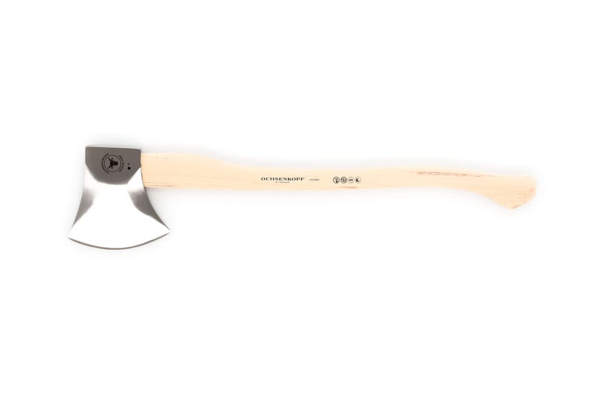 OCHSENKOPF Hacha deportiva, Empuñadura de madera de pacana, Funda para la hoja, Hoja de 190 mm, Longitud 800 mm, Con forma de pata de vaca, OX 440 H-2708