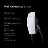 Tesla Wall Connector | Cargador Universal | Tipo 2 | Monofásico y trifásico | hasta 22 kW | Cable 7.3m Incluido | Interior y Exterior