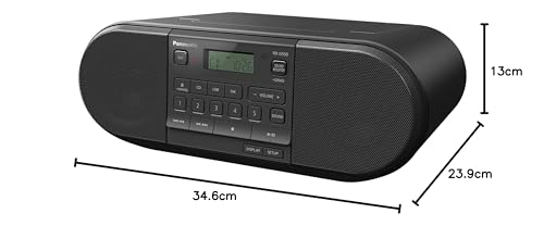 Panasonic RX-D550E-K Boombox (Radio FM, Reproductor CD, Altavoz Portátil, USB, Bluettoth, Funcionamiento con Batería y Cable) - Negro
