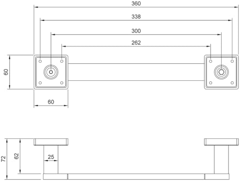 Asidero Elements Striking de Villeroy & Boch, barra de baño para montaje en la pared, asa para bañera y ducha, asa de agarre para baño 360 x 72 x 60 mm, Chrom